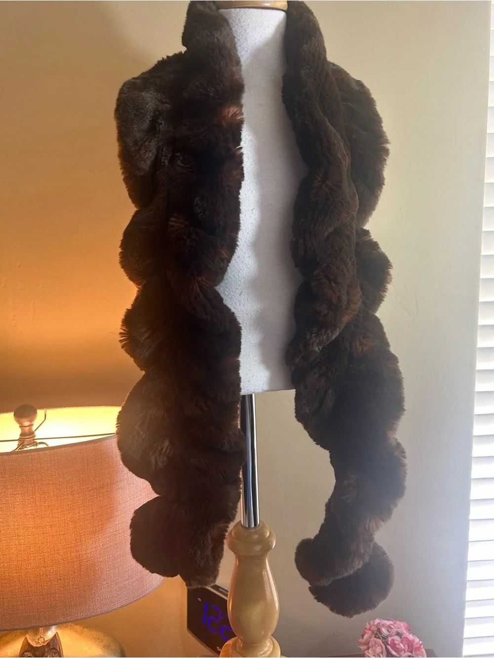 Fabulous Furs Dark Brown Faux Fur Scarf